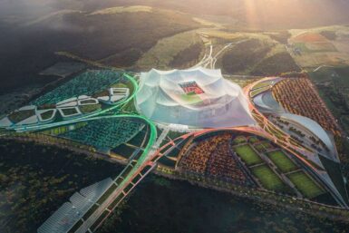 Aerial view of the Grand Stade Hassan II Football Stadium site layout