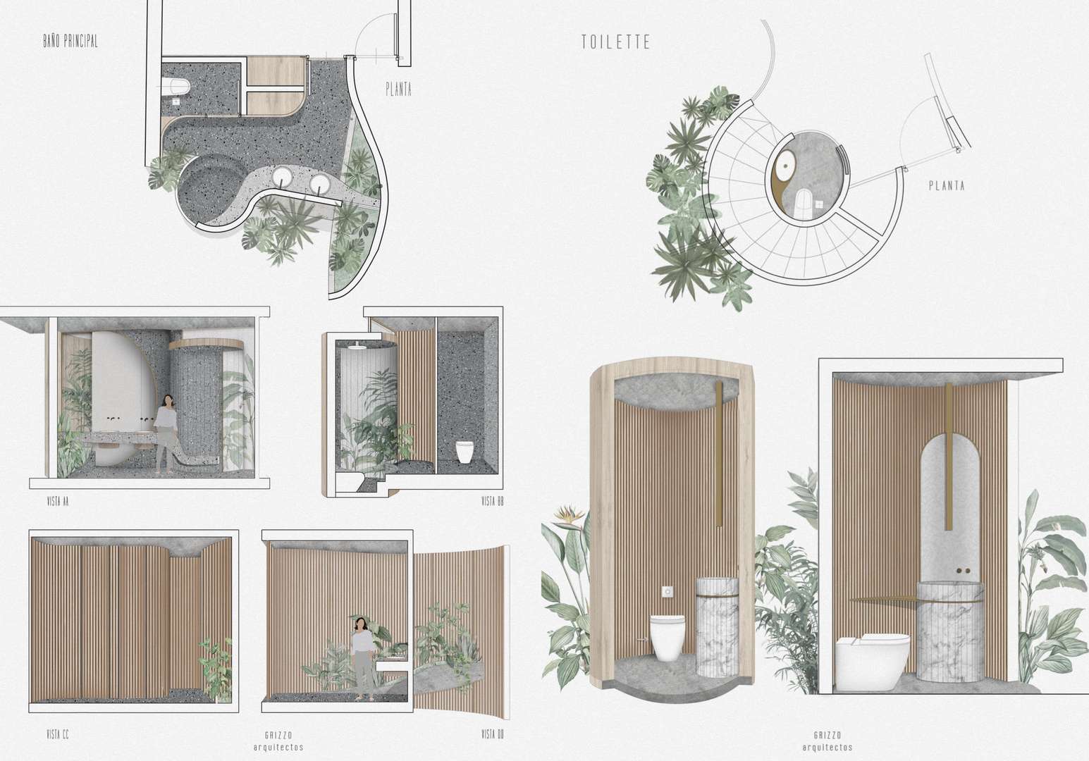 Bosque House Grizzo Studio Bathroom Floorplans