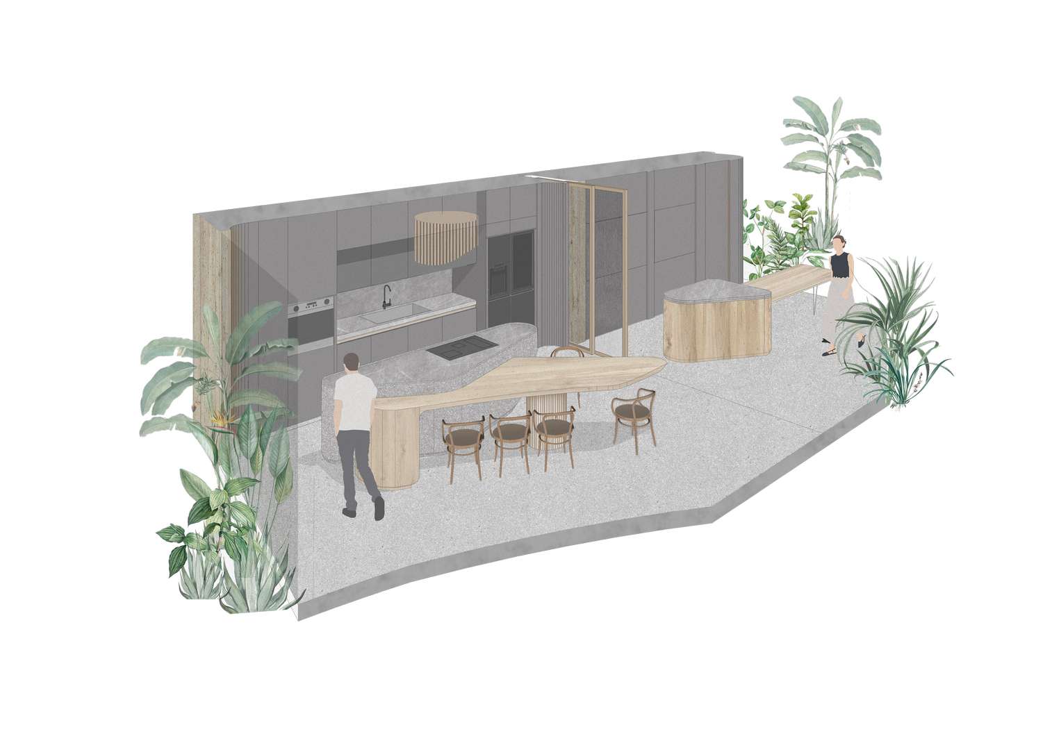 Bosque House Grizzo Studio Kitchen Drawing