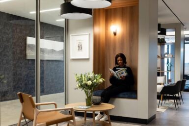 Casual sitting nook in office interior design by Boogertman and Partners.