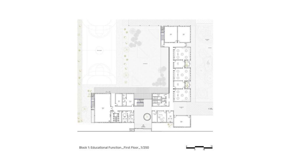 First floor plan of Jacques Majorelle School by Zarchitecture Studio