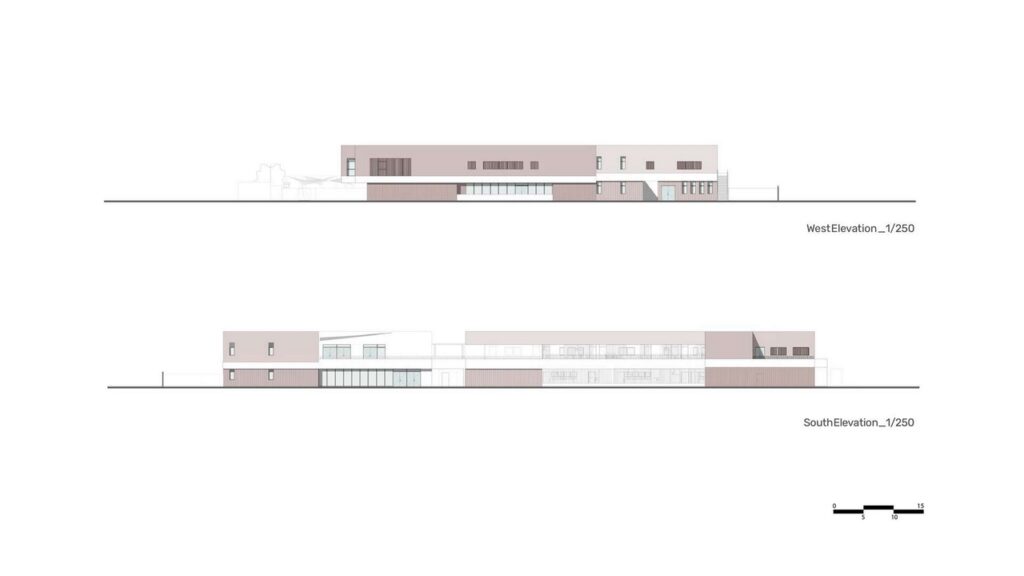 West and South Elevation of Jacques Majorelle School by Zarchitecture Studio