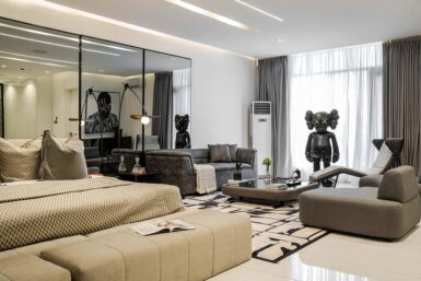 Monochrome Bedroom in Lagos by Serdamol Interiors