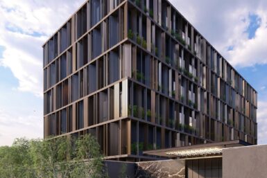 Exterior view of upmarket penthouse apartment.